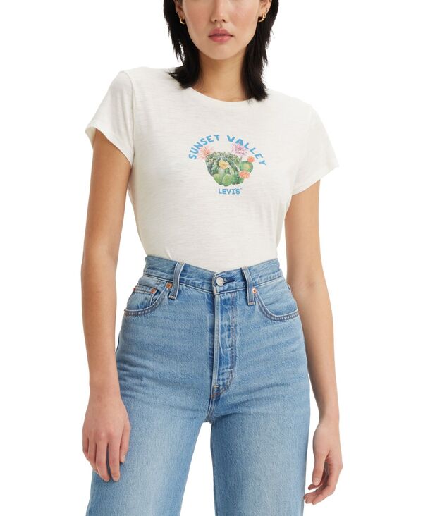 【送料無料】 リーバイス レディース シャツ トップス Women 039 s Graphic Authentic Cotton Short-Sleeve T-Shirt Sunset Valley Cloud Dancer