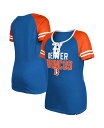 【送料無料】 ニューエラ レディース Tシャツ トップス Women's Royal Denver Broncos Throwback Raglan Lace-Up T-shirt Royal