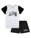 【送料無料】 コンセプツ スポーツ レディース ナイトウェア アンダーウェア Women's White Black Las Vegas Raiders Plus Size Downfield T-shirt and Shorts Sleep Set White Black(4)