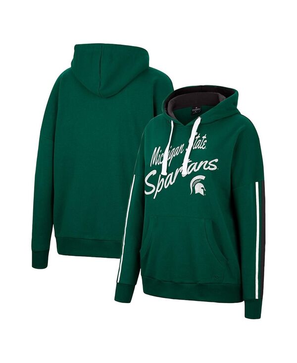 yz RVA fB[X p[J[EXEFbg t[fB[ AE^[ Women's Green Michigan State Spartans Serena Oversized Sleeve Striping Pullover Hoodie Green