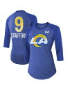 【送料無料】 マジェスティック レディース Tシャツ トップス Women 039 s Threads Matthew Stafford Royal Los Angeles Rams Super Bowl LVI Name Number Raglan 3/4 Sleeve T-shirt Royal