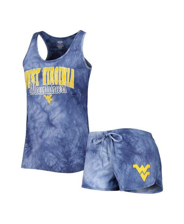  コンセプツ スポーツ レディース ナイトウェア アンダーウェア Women's Navy West Virginia Mountaineers Billboard Tie-Dye Tank and Shorts Sleep Set Navy