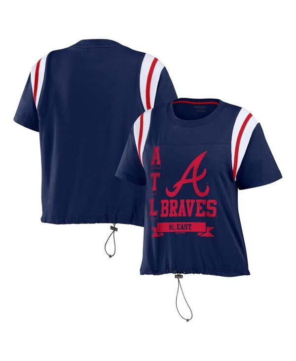 yz EFA oC G Ah[Y fB[X TVc gbvX Women's Navy Atlanta Braves Cinched Colorblock T-shirt Navy