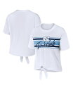 【送料無料】 ウェア バイ エリン アンドルーズ レディース Tシャツ トップス Women's White North Carolina Tar Heels Striped Front Knot Cropped T-shirt White