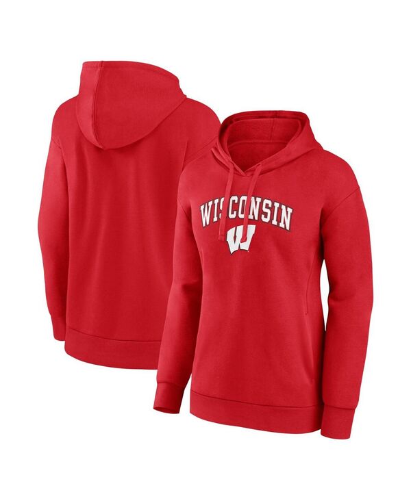 yz t@ieBNX fB[X p[J[EXEFbg t[fB[ AE^[ Women's Red Wisconsin Badgers Evergreen Campus Pullover Hoodie Red