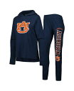 【送料無料】 コンセプツ スポーツ レディース ナイトウェア アンダーウェア Women 039 s Navy Distressed Auburn Tigers Long Sleeve Hoodie T-shirt and Pants Sleep Set Navy