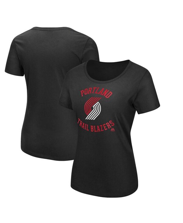 【送料無料】 マジェスティック レディース Tシャツ トップス Women's Black Portland Trail Blazers The Main Thing T-shirt Black