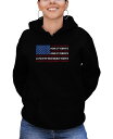 【送料無料】 エルエーポップアート レディース シャツ トップス Women 039 s Land of the Free American Flag Word Art Hooded Sweatshirt Black