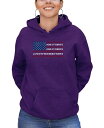 【送料無料】 エルエーポップアート レディース シャツ トップス Women 039 s Land of the Free American Flag Word Art Hooded Sweatshirt Purple