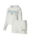 【送料無料】 コンセプツ スポーツ レディース ナイトウェア アンダーウェア Women 039 s White Los Angeles Chargers Fluffy Pullover Sweatshirt and Shorts Sleep Set White