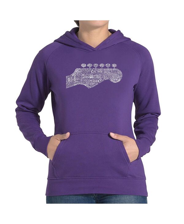 【送料無料】 エルエーポップアート レディース シャツ トップス Women's Word Art Hooded Sweatshirt - Guitar Head Purple