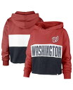 yz 47uh fB[X p[J[EXEFbg t[fB[ AE^[ Women's '47 Heathered Red and Heathered Navy Washington Nationals Lizzy Cropped Pullover Hoodie Heathered Red Heathered Navy