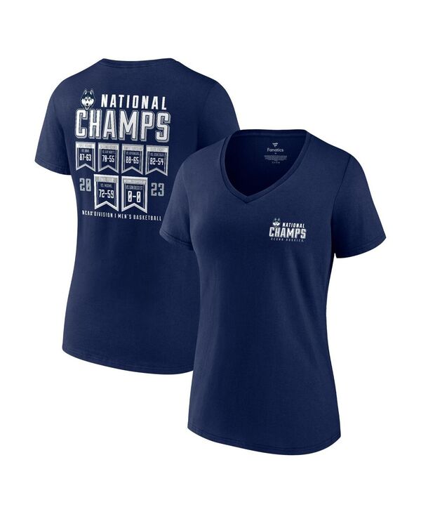 yz t@ieBNX fB[X TVc gbvX Women's Navy UConn Huskies 2023 NCAA Men's Basketball National Champions Schedule V-Neck T-shirt Navy