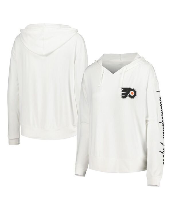 yz RZvc X|[c fB[X TVc gbvX Women's White Philadelphia Flyers Accord Hacci Long Sleeve Hoodie T-shirt White