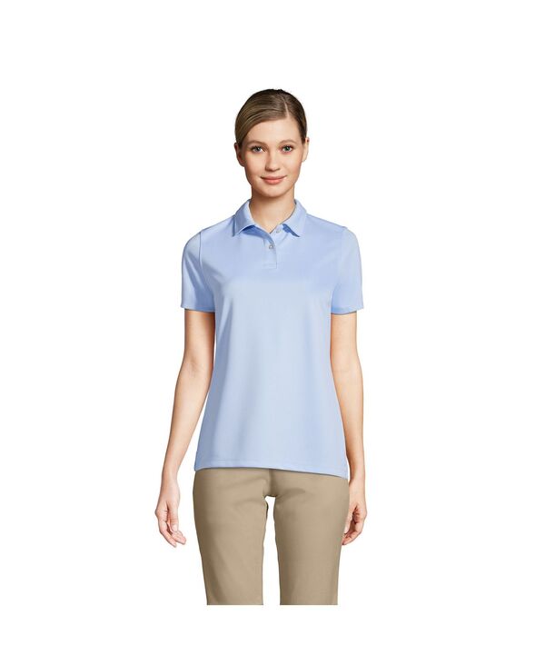 【送料無料】 ランズエンド レディース シャツ トップス Women 039 s School Uniform Short Sleeve Poly Pique Polo Shirt Blue