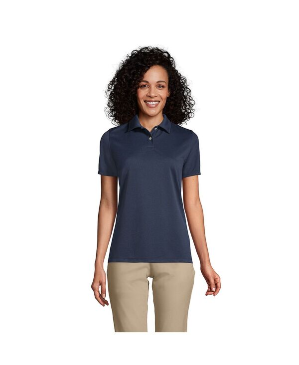 【送料無料】 ランズエンド レディース シャツ トップス Women 039 s School Uniform Short Sleeve Poly Pique Polo Shirt Classic navy