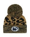 【送料無料】 47ブランド レディース 帽子 アクセサリー Women's Brown Penn State Nittany Lions Rosette Cuffed Knit Hat with Pom Brown