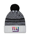 【送料無料】 ニューエラ レディース 帽子 アクセサリー Women's Black White New York Giants 2023 NFL Crucial Catch Cuffed Pom Knit Hat Black White