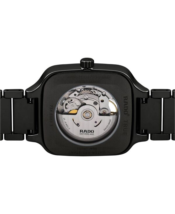 【送料無料】 ラド メンズ 腕時計 アクセサリー Unisex Swiss Automatic True Square Black High Tech Ceramic Bracelet Watch 38mm No Color