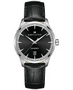 yz n~g Y rv ANZT[ Men's Swiss Automatic Jazzmaster Black Leather Strap Watch 40mm Black