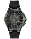 ヴェルサーチ 腕時計（メンズ） 【送料無料】 ヴェルサーチ メンズ 腕時計 アクセサリー Men's Swiss Chronograph Sport Tech Black Silicone Strap Watch 45mm Two Tone