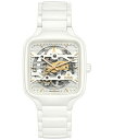 yz h Y rv ANZT[ Unisex Swiss Automatic True Square Skeleton White High-Tech Ceramic Bracelet Watch 38mm White