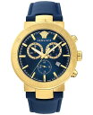 yz FT[` Y rv ANZT[ Men's Swiss Chronograph Urban Mystique Blue Leather Strap Watch 43mm Gold