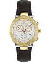 yz FT[` Y rv ANZT[ Men's Swiss Chronograph Urban Mystique Black Leather Strap Watch 43mm Gold