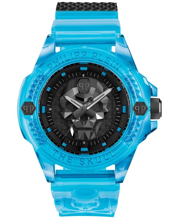 【送料無料】 フィリッププレイン メンズ 腕時計 アクセサリー Unisex The Skull Scuba Duba Blue Silicone Strap Watch 44mm Blue