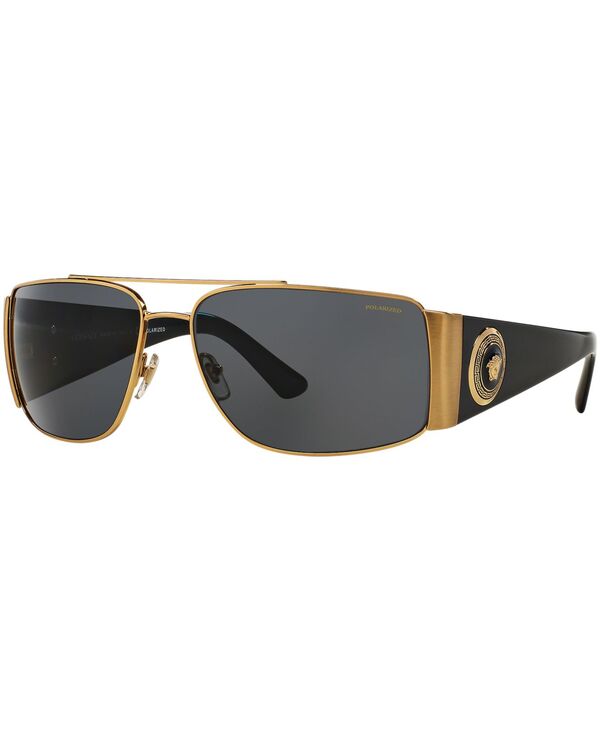 ヴェルサーチ 【送料無料】 ヴェルサーチ メンズ サングラス・アイウェア アクセサリー Polarized Sunglasses VE2163 GOLD BLACK/GREY POLARIZED