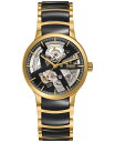 yz h Y rv ANZT[ Men's Swiss Automatic Centrix Open Heart Black Ceramic and Gold-Tone Stainless Steel Bracelet Watch 38mm R30180162 No Color