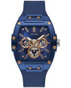 QX Y rv ANZT[ Men's Blue Silicone Strap Watch 43mm Blue