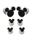 yz fBYj[ Y JtX{^ ANZT[ Men's Mickey Mouse Silhouette Cufflinks and Stud Set 6 Piece Set Black