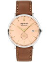 yz oh Y rv ANZT[ Men's Silhouette Swiss Quartz Cognac Brown Leather Watch 40mm Brown