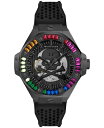 yz tBbvvC Y rv ANZT[ Men's Automatic Skeleton Royal Black Silicone Strap Watch 46mm Black