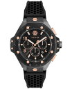 yz tBbvvC Y rv ANZT[ Men's Chronograph Black Silicone Strap Watch 46mm Black