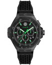 【送料無料】 フィリッププレイン メンズ 腕時計 アクセサリー Men's Chronograph Black Silicone Strap Watch 46mm Black(2)