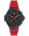 yz tBbvvC Y rv ANZT[ Men's Chronograph Red Silicone Strap Watch 46mm Black