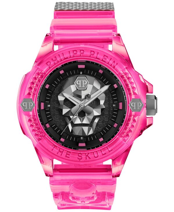 【送料無料】 フィリッププレイン メンズ 腕時計 アクセサリー Unisex The Skull Scuba Duba Pink Silicone Strap Watch 44mm Pink