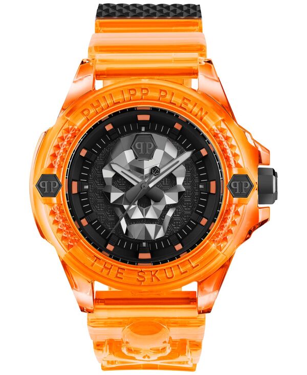 【送料無料】 フィリッププレイン メンズ 腕時計 アクセサリー Unisex The Skull Scuba Duba Orange Silicone Strap Watch 44mm Orange