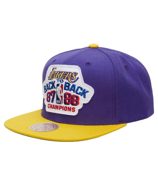 ミッチェル＆ネス 【送料無料】 ミッチェル&ネス メンズ 帽子 アクセサリー Men's Purple Gold Los Angeles Lakers Hardwood Classics 1987/88 Back-to-Back NBA Champions Snapback Hat Purple Gold