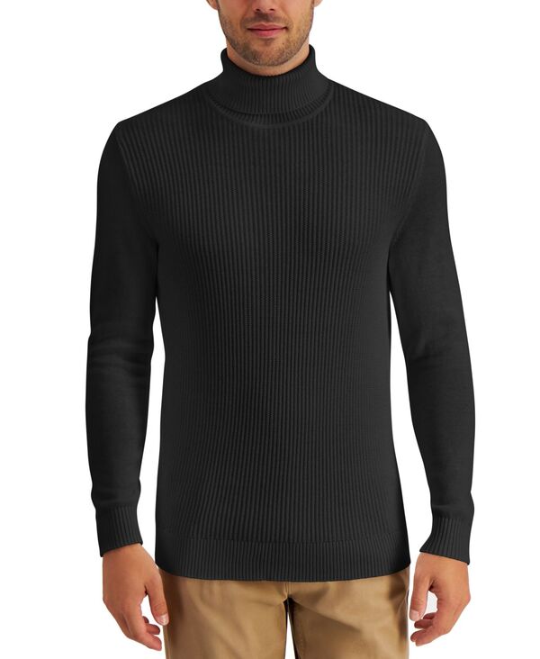 クラブルーム メンズ アウター ニット・セーター タートルネック セーター コットン Club Room Men's Textured Cotton Turtleneck Sweater Deep Black ブラック(4)