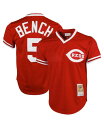 【送料無料】 ミッチェル&ネス メンズ シャツ トップス Men's Johnny Bench Red Cincinnati Reds Cooperstown Collection Big and Tall Mesh Batting Practice Jersey Red(4)