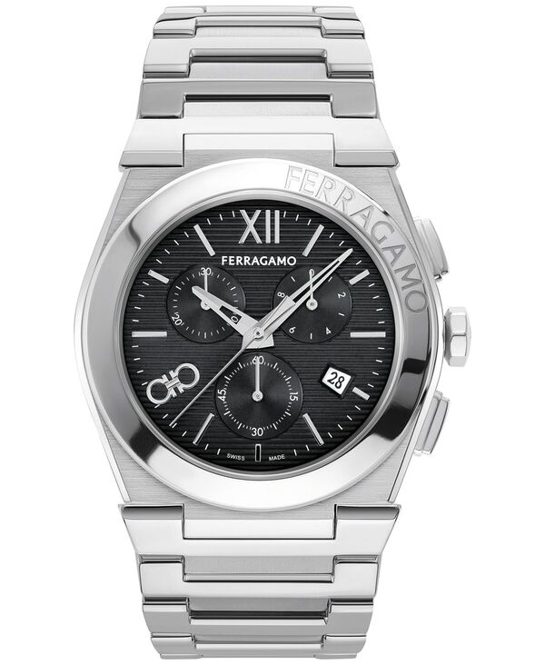 【送料無料】 フェラガモ メンズ 腕時計 アクセサリー Salvatore Men's Swiss Chronograph Stainless Steel Bracelet Watch 42mm Stainless