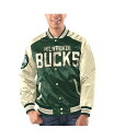 【送料無料】 スターター メンズ ジャケット・ブルゾン アウター Men's Hunter Green Cream Milwaukee Bucks Renegade Satin Full-Snap Varsity Jacket Hunter Green Cream