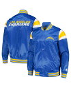 yz X^[^[ Y WPbgEu] AE^[ Men's Powder Blue Los Angeles Chargers Satin Full-Snap Varsity Jacket Powder Blue