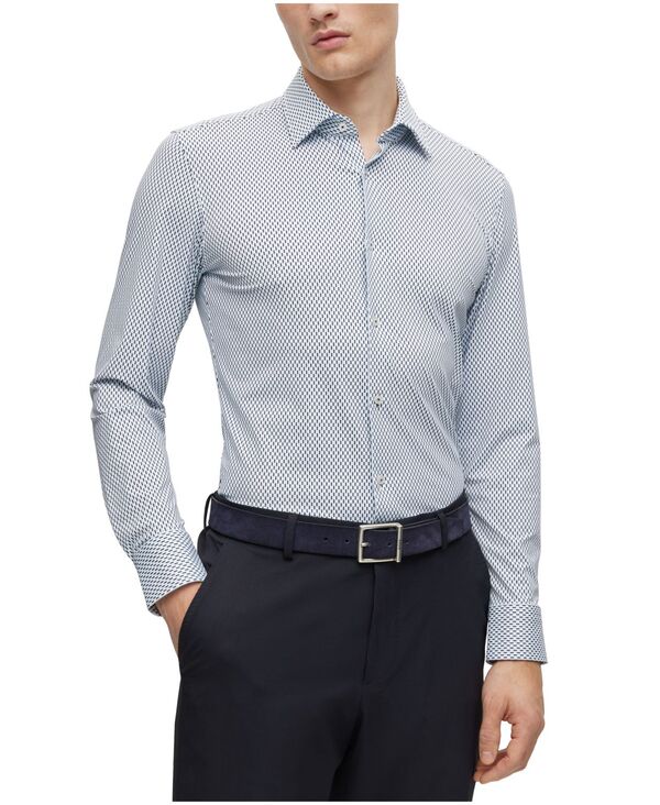  ヒューゴボス メンズ シャツ トップス Men's Performance Slim-Fit Shirt Light Pastel Blue