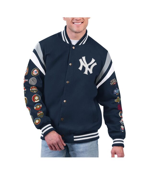 楽天ReVida 楽天市場店【送料無料】 カール バンクス メンズ ジャケット・ブルゾン アウター Men's Navy New York Yankees Quick Full-Snap Varsity Jacket Navy