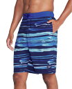 yz Xs[h Y n[tpcEV[c  Men's Bondi Basin Printed Stripe Board Shorts Peacoat