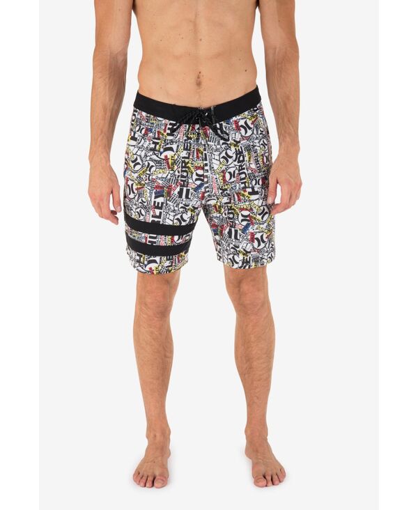 【送料無料】 ハーレー メンズ ハーフパンツ・ショーツ 水着 Men's Phantom 25th S1 Block Party Drawstring 18" Shorts Barely Bone